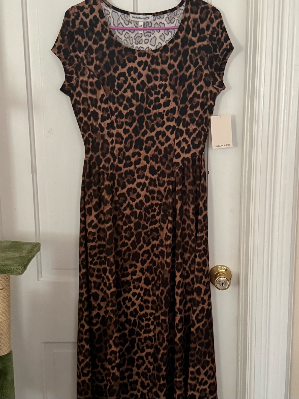 New Brown and Black Leopard Print Cap Sleeve Dress - Picture 1 of 3
